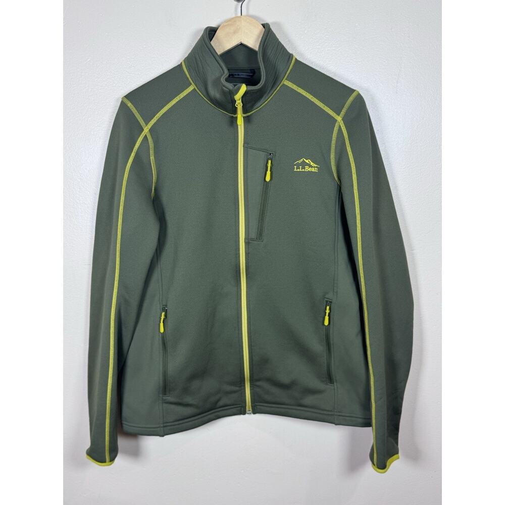 LL Bean Sweater Fleece Full Zip Jacket Men's M Reg Slightly Fitted Tech Green